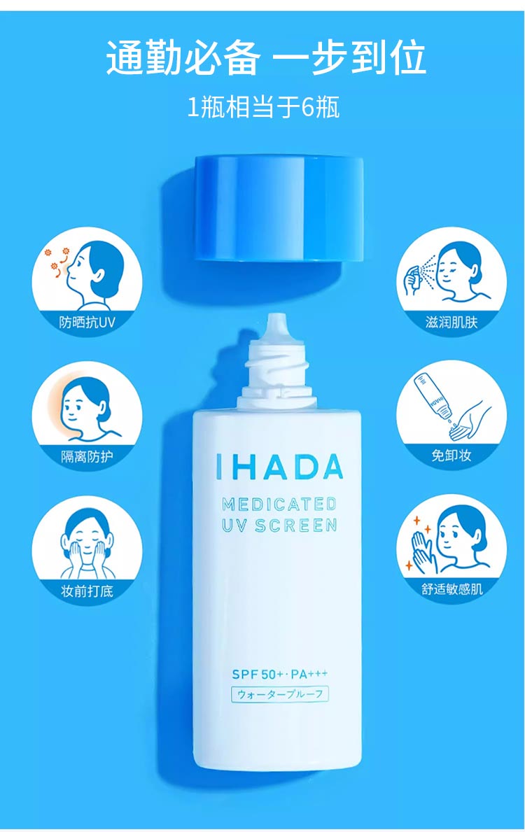 【日本直郵】SHISEIDO資生堂 IHADA 敏感肌專用防曬乳50ml 溫和不刺激SPF50+/PA+++